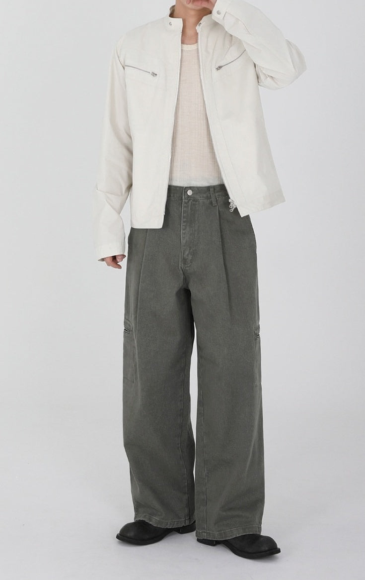 Vintage Washed Loose Straight Jeans