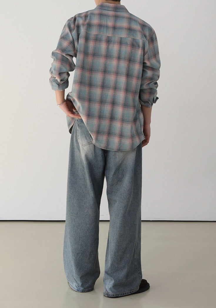 Vintage Washed Loose Straight Jeans