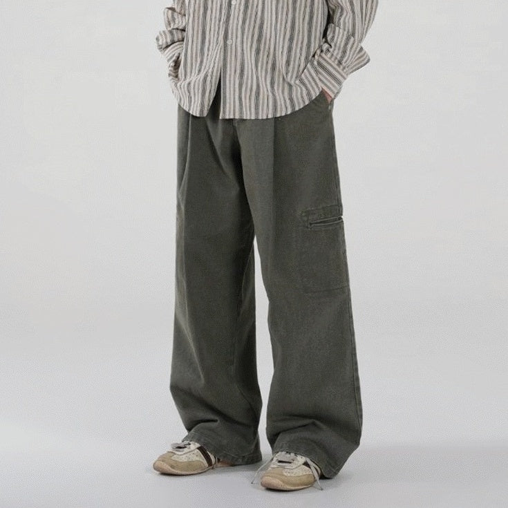 Vintage Washed Loose Straight Jeans