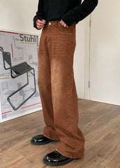 Vintage Washed Loose Straight Leg Jeans