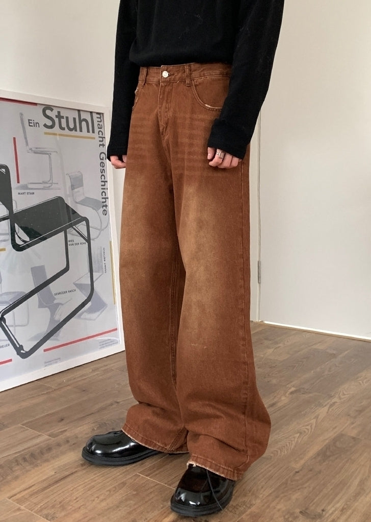 Vintage Washed Loose Straight Leg Jeans