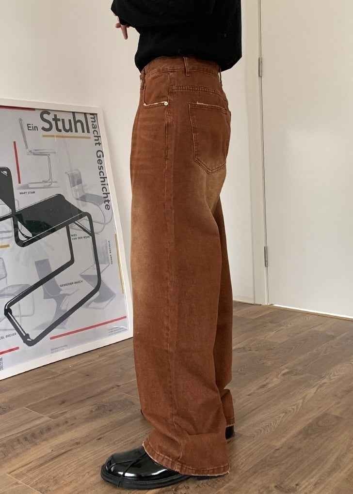 Vintage Washed Loose Straight Leg Jeans