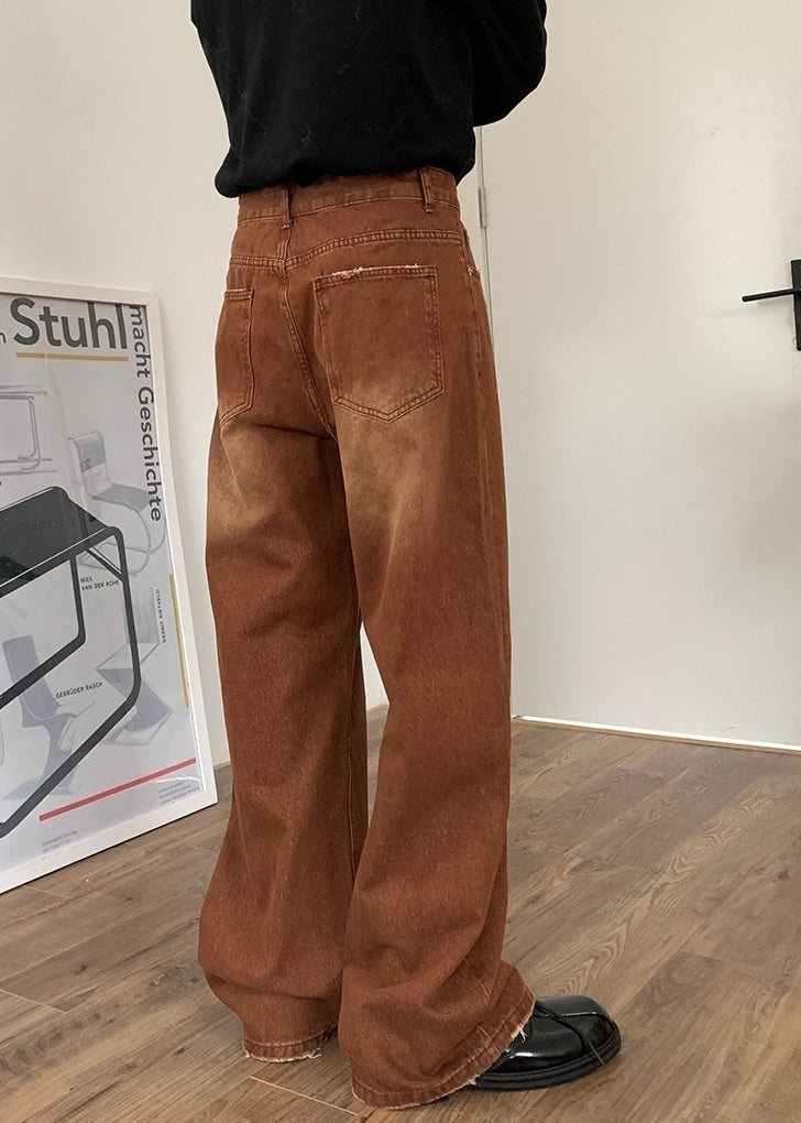 Vintage Washed Loose Straight Leg Jeans