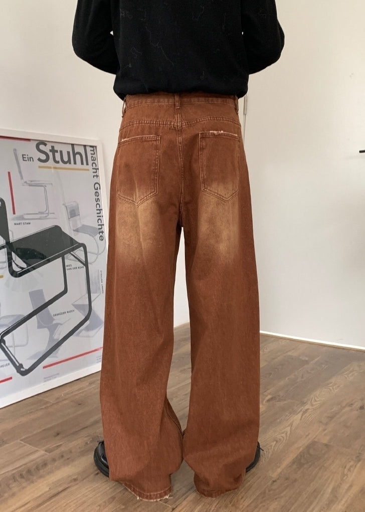 Vintage Washed Loose Straight Leg Jeans