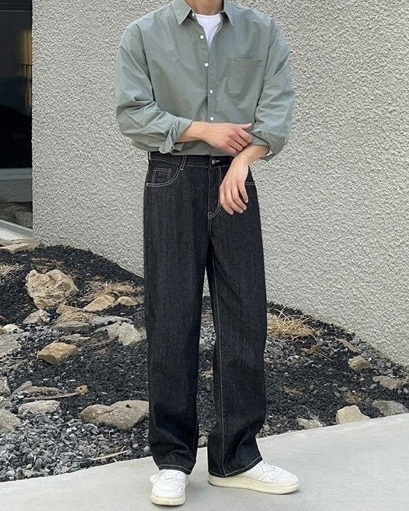 Vintage Washed Relaxed Fit Denim Pants