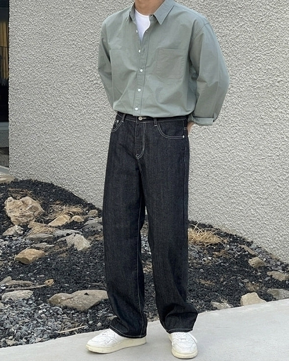 Vintage Washed Relaxed Fit Denim Pants