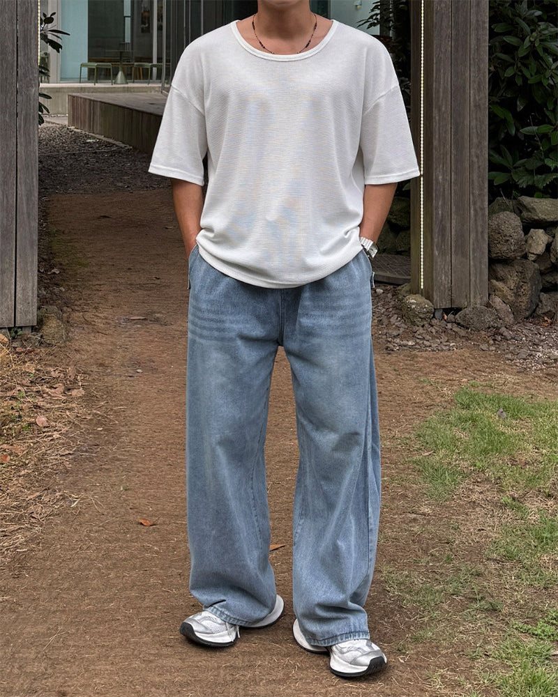 Vintage Washed Wide Leg Jeans