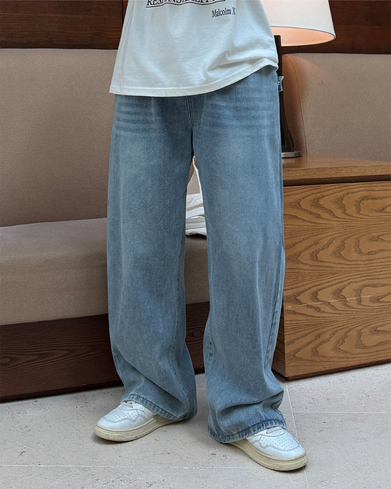 Vintage Washed Wide Leg Jeans