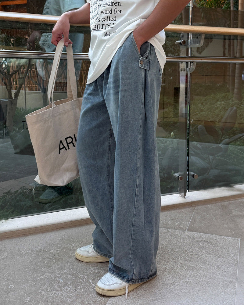Vintage Washed Wide Leg Jeans