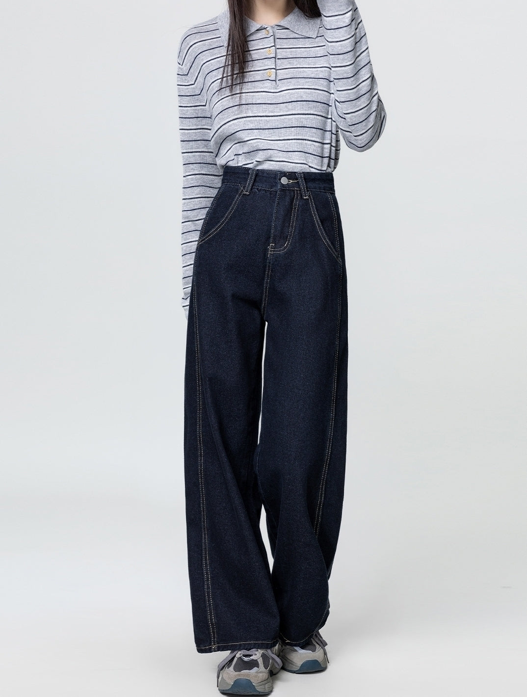 Vintage Wide Leg High Waist Denim Jeans