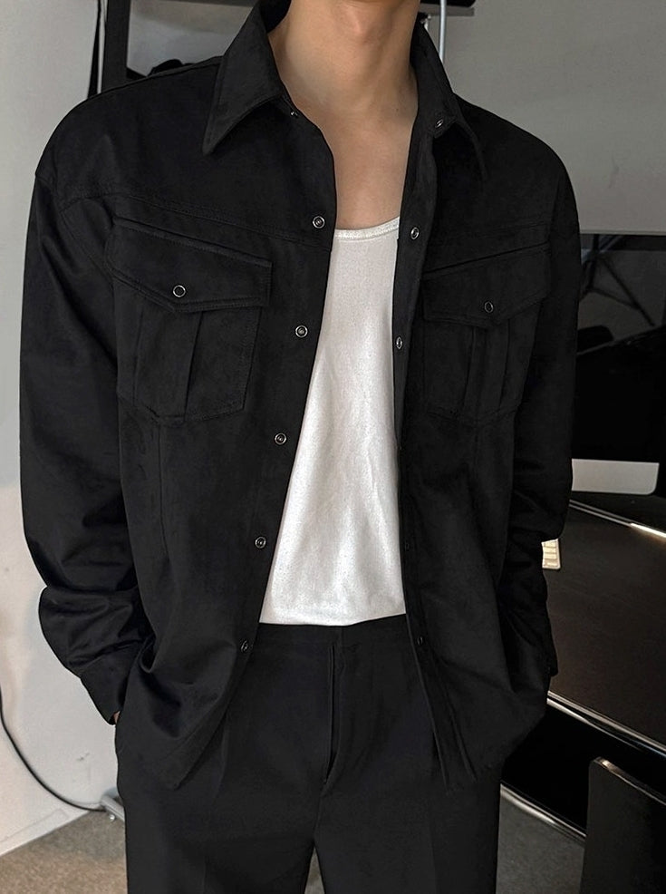 Vintage Workwear Collar Casual Overshirt Jacket