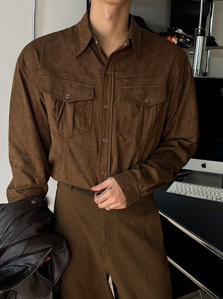 Vintage Workwear Collar Casual Overshirt Jacket