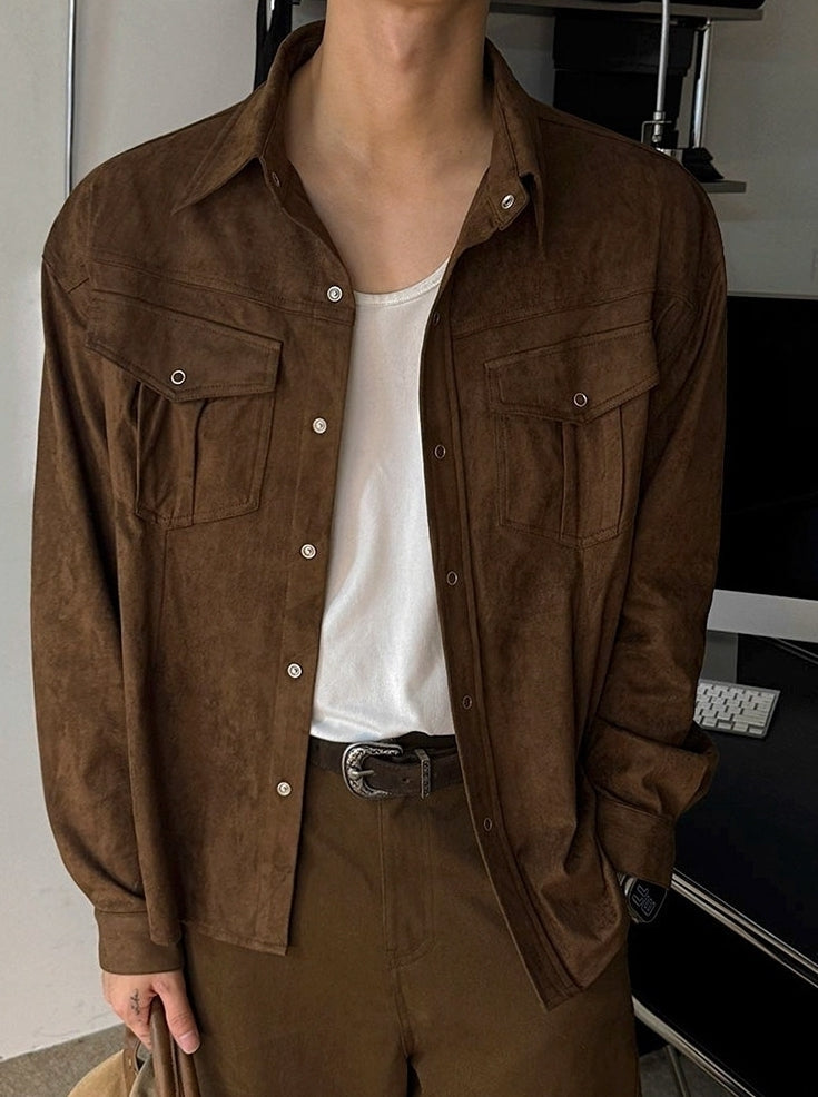 Vintage Workwear Collar Casual Overshirt Jacket