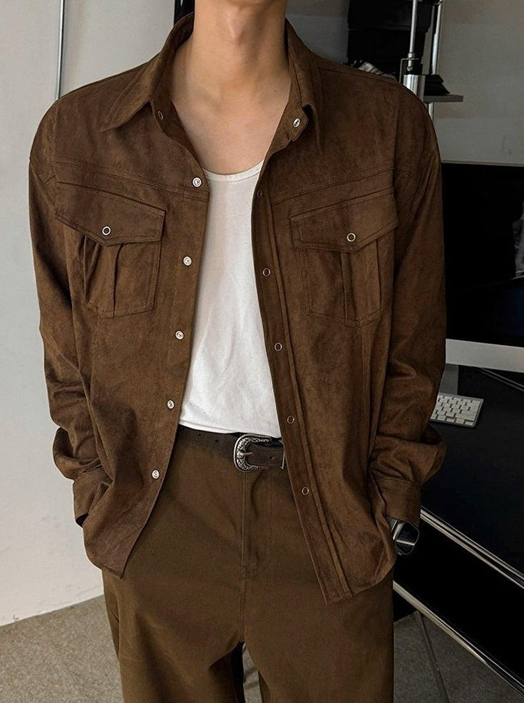 Vintage Workwear Collar Casual Overshirt Jacket