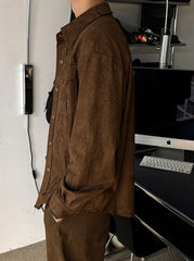 Vintage Workwear Collar Casual Overshirt Jacket