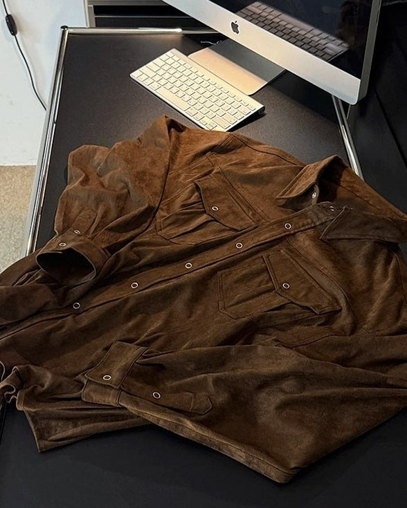 Vintage Workwear Collar Casual Overshirt Jacket