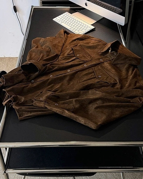 Vintage Workwear Collar Casual Overshirt Jacket