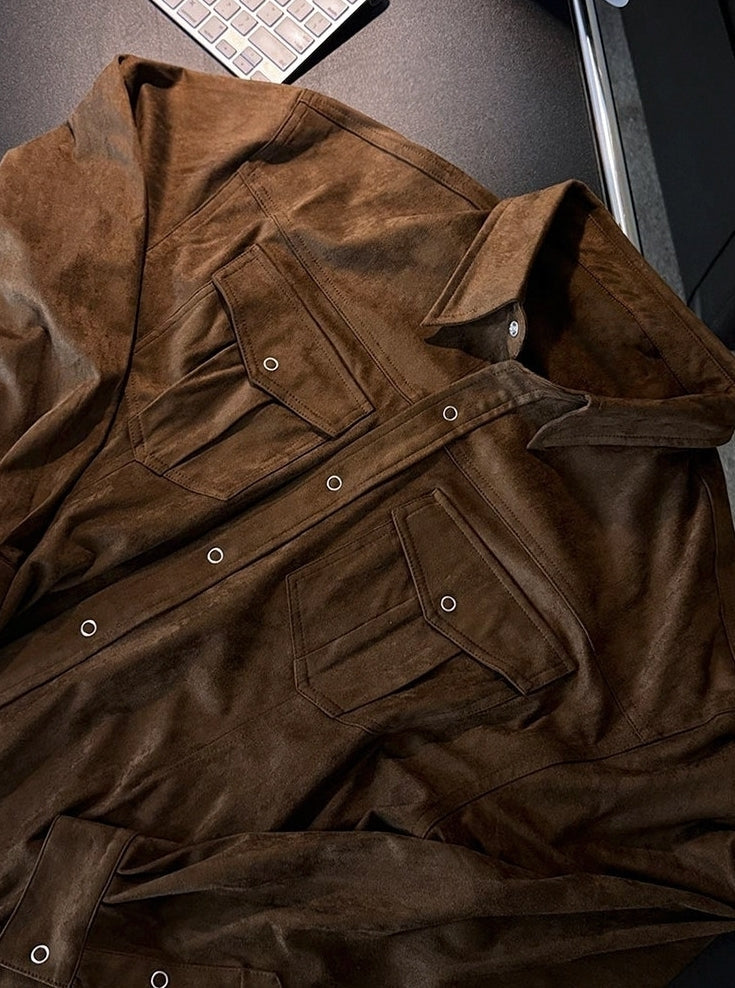 Vintage Workwear Collar Casual Overshirt Jacket