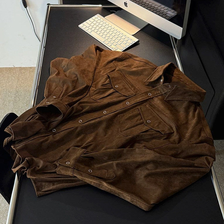 Vintage Workwear Collar Casual Overshirt Jacket