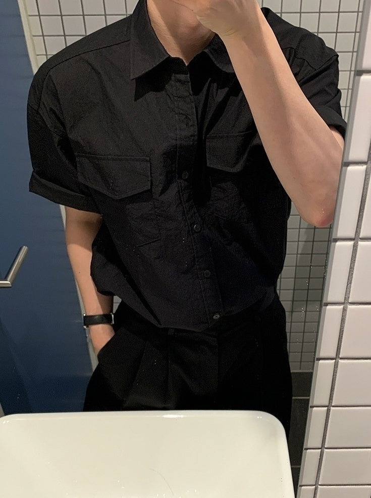 Vintage Workwear Short Sleeve Casual Shirt