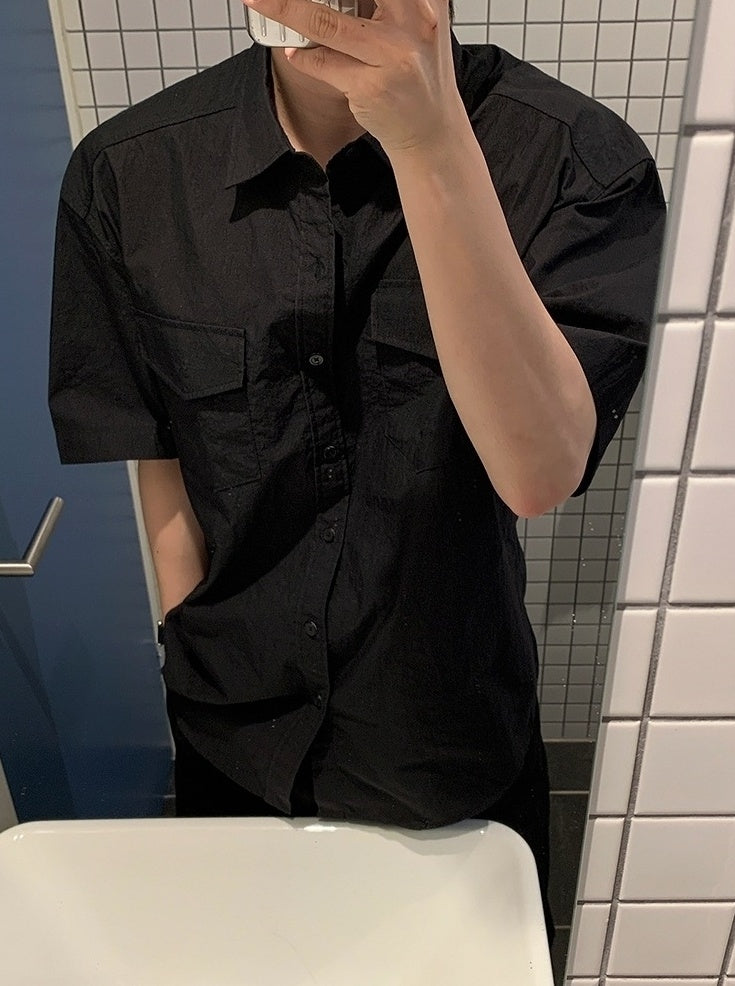 Vintage Workwear Short Sleeve Casual Shirt