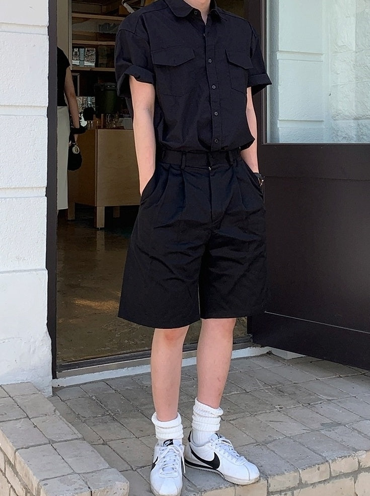 Vintage Workwear Short Sleeve Casual Shirt