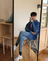 Vintage Workwear Style Denim Shirt Jacket