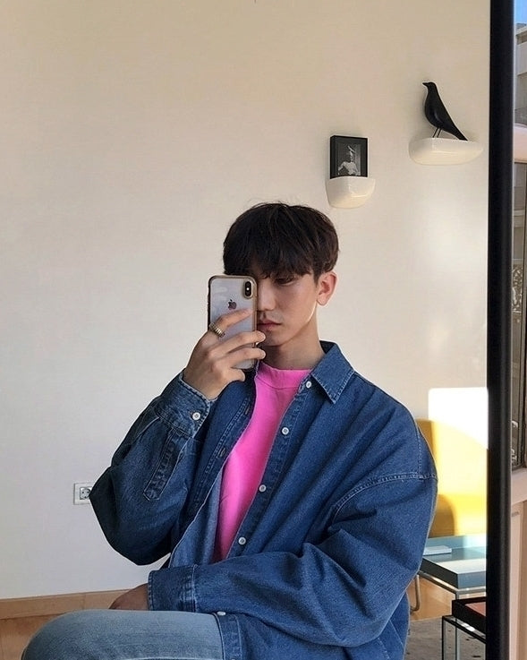 Vintage Workwear Style Denim Shirt Jacket