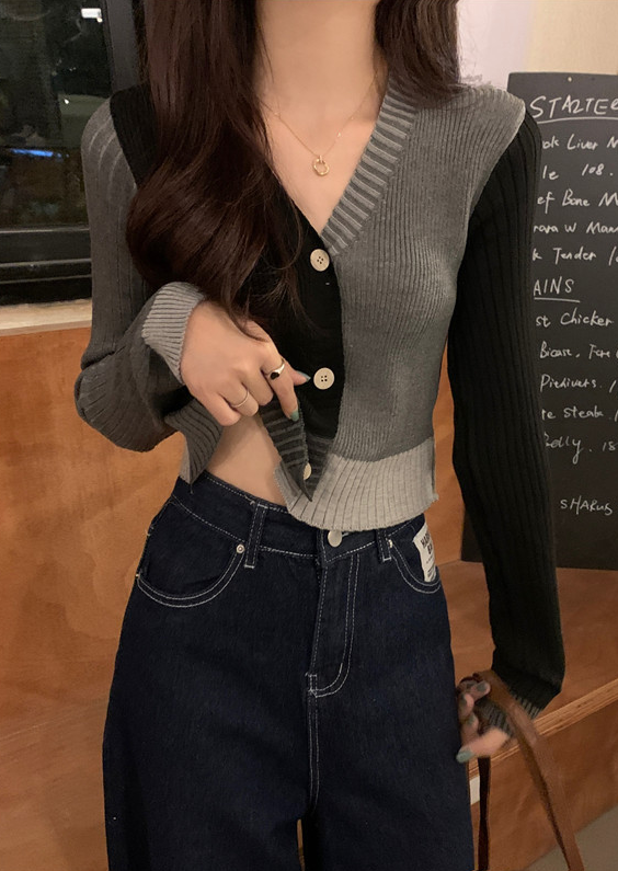 Black Grey Two Tone Cardigan