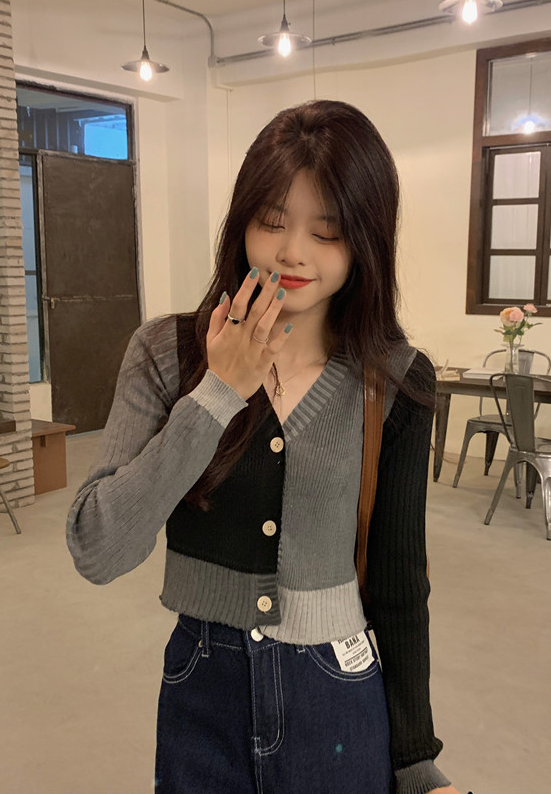 Black Grey Two Tone Cardigan