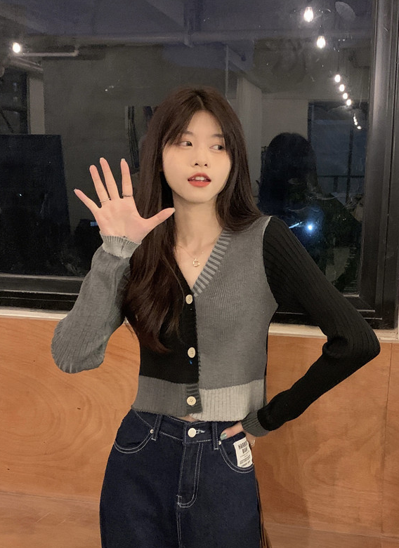 Black Grey Two Tone Cardigan