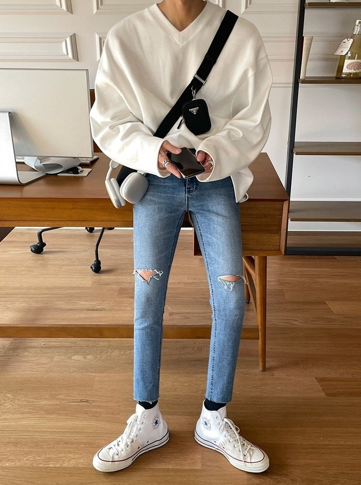 Vneck Pullover Casual Sweatshirt