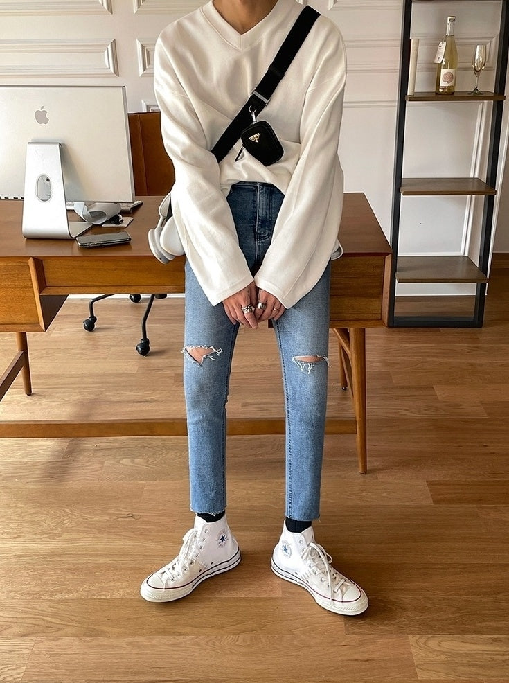 Vneck Pullover Casual Sweatshirt