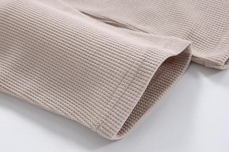 Waffle Knit Long Sleeve Crewneck Sweatshirt