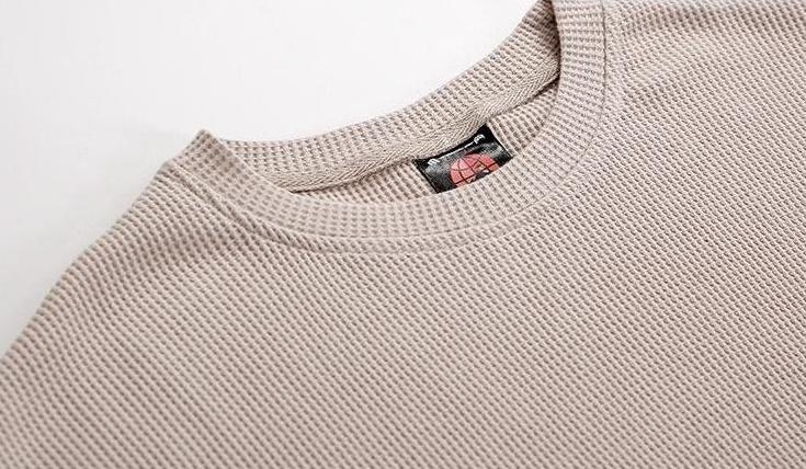 Waffle Knit Long Sleeve Crewneck Sweatshirt