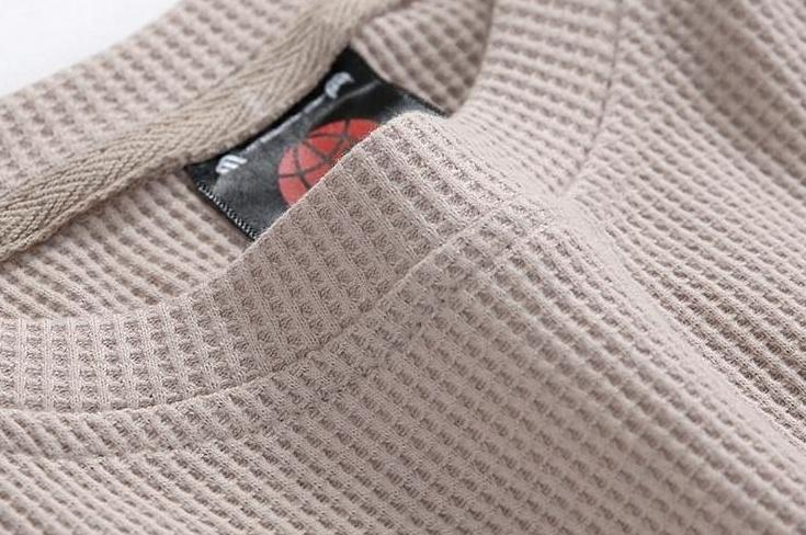 Waffle Knit Long Sleeve Crewneck Sweatshirt