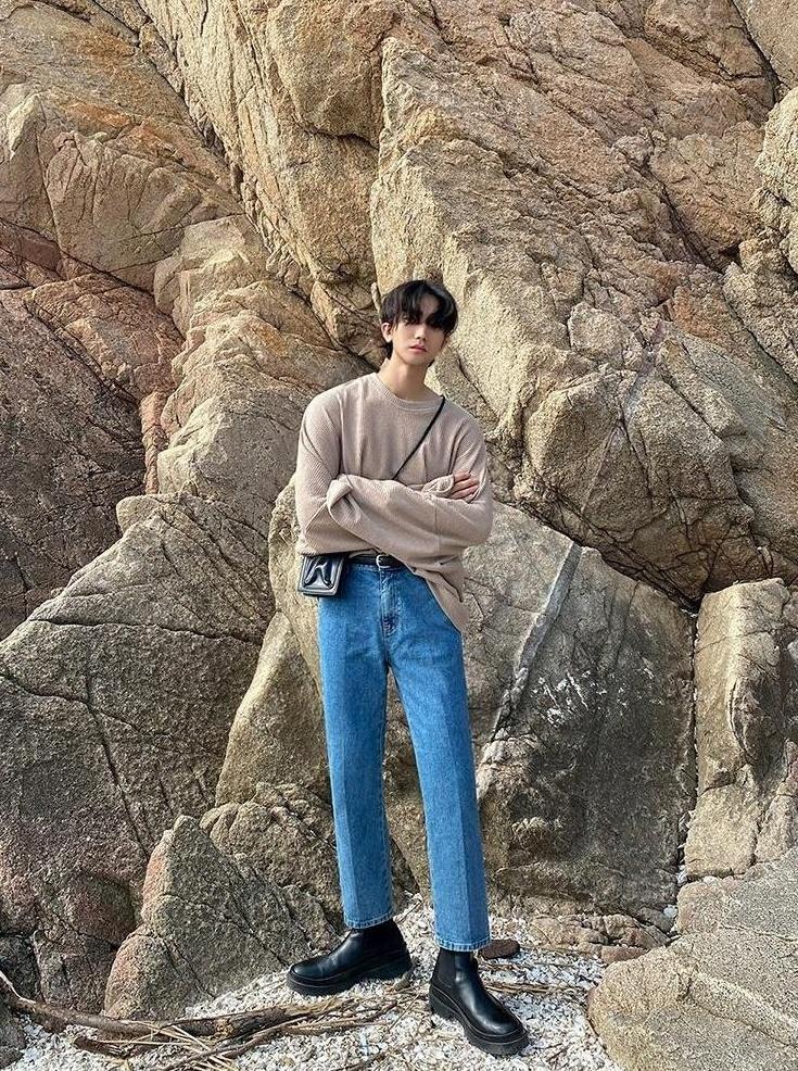 Waffle Knit Long Sleeve Crewneck Sweatshirt