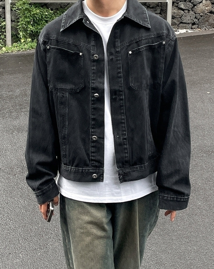 Washed Denim Casual Jacket Stylish Trendy Coat