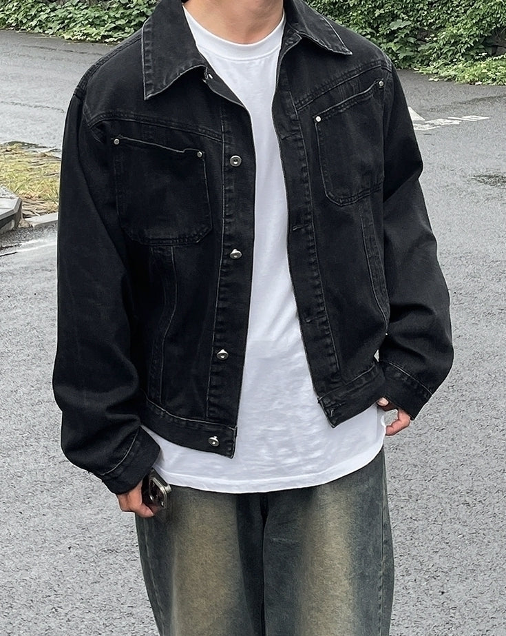 Washed Denim Casual Jacket Stylish Trendy Coat