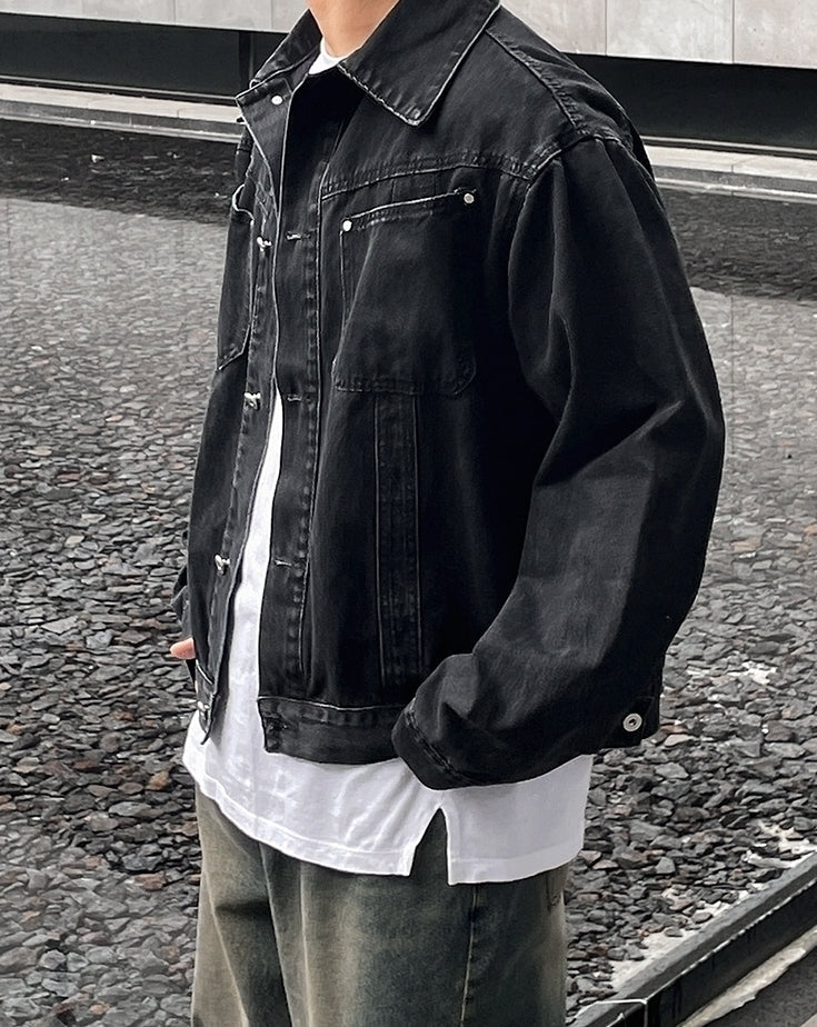 Washed Denim Casual Jacket Stylish Trendy Coat