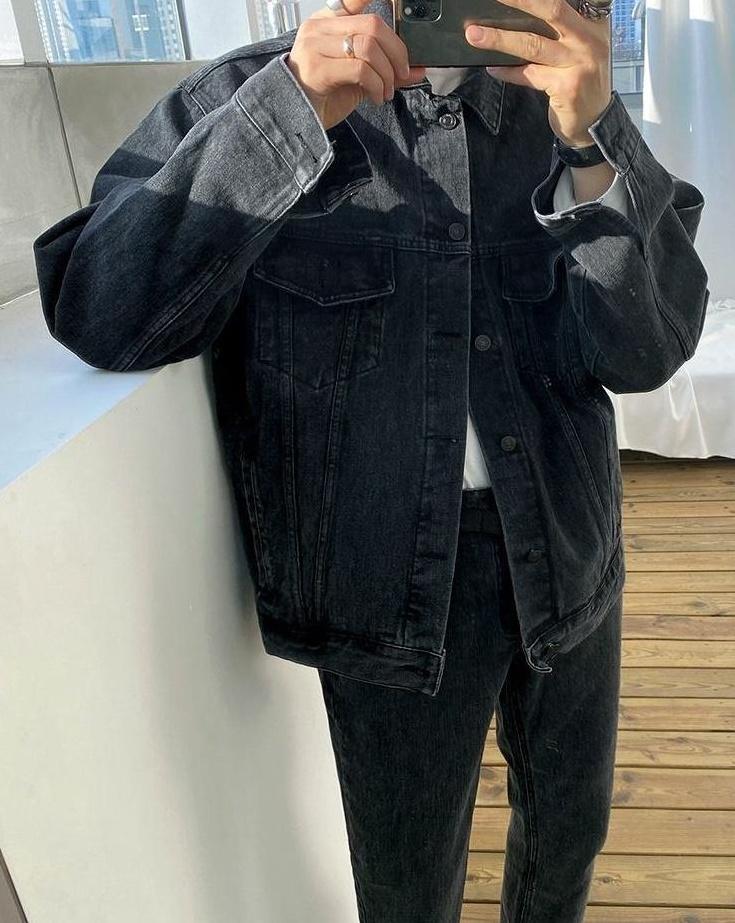 Washed Denim Jacket Trendy Casual Style