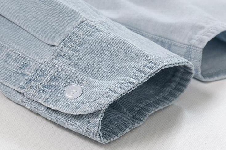 Washed Denim Patchwork Casual Shirt
