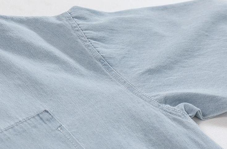 Washed Denim Patchwork Casual Shirt