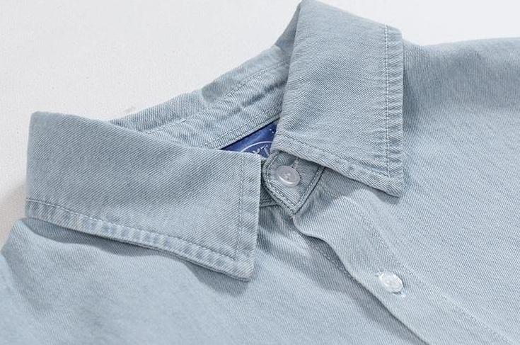 Washed Denim Patchwork Casual Shirt