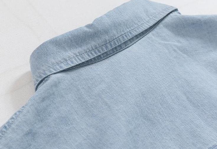 Washed Denim Patchwork Casual Shirt