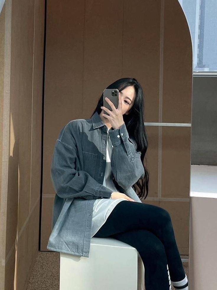 Washed Denim Patchwork Casual Shirt