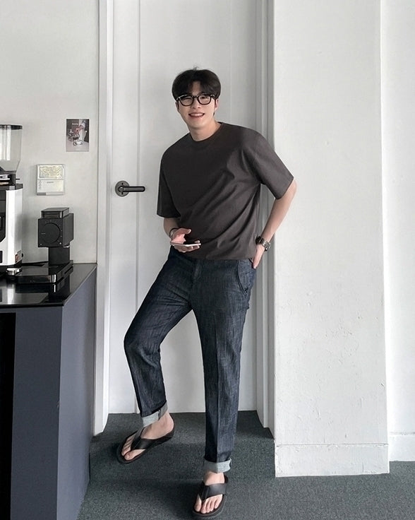 Washed Relaxed Fit Denim Trousers