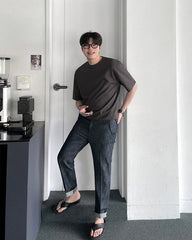 Washed Relaxed Fit Denim Trousers