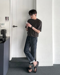 Washed Relaxed Fit Denim Trousers