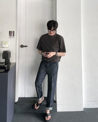 Washed Relaxed Fit Denim Trousers